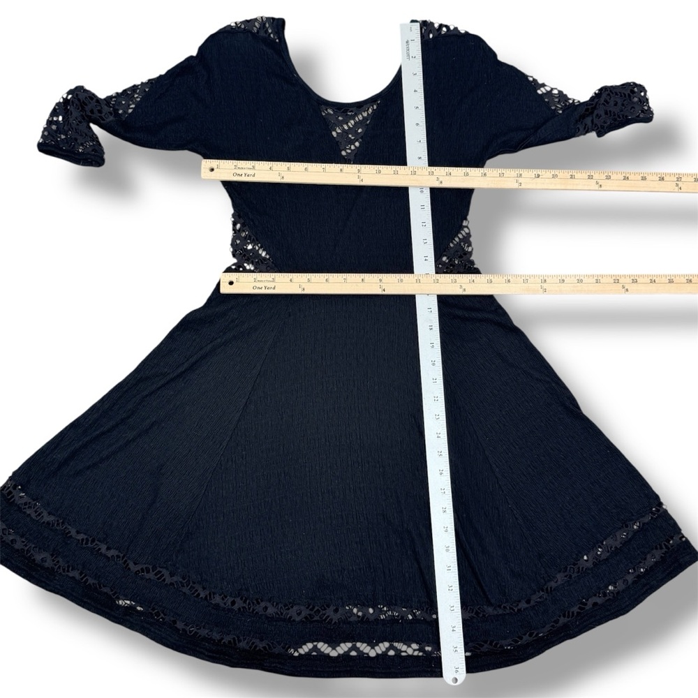 Free People To The Point Lace Cutouts Stretch Skater Dress Black‎ Small Gothic - Picture 13 of 14